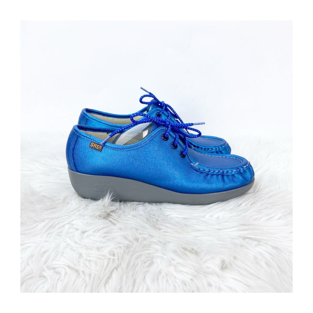 SAS Bounce Bluebird Metallic Wedge Sneaker 7M Women Comfort Lace‑Up - Picture 4 of 15
